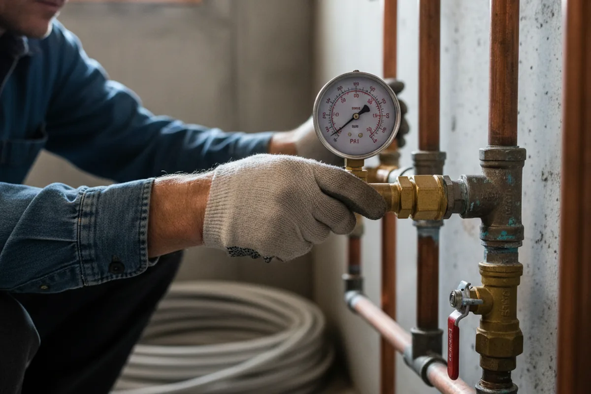 Pressure testing a repaired line during Water Line Repair in Ballston Spa